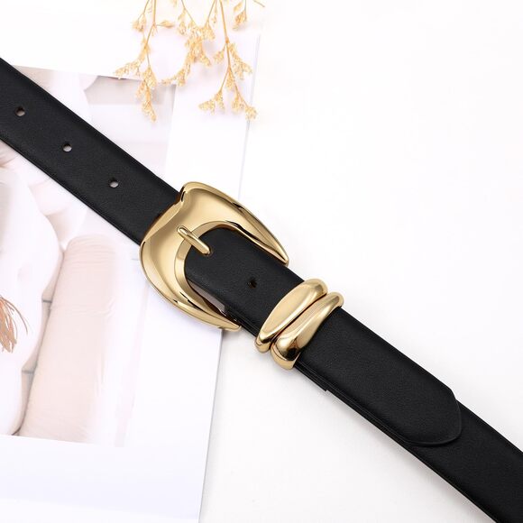 1877 Women\'s Leather Belt For Jeans Pants Fashion Faux With Gold
